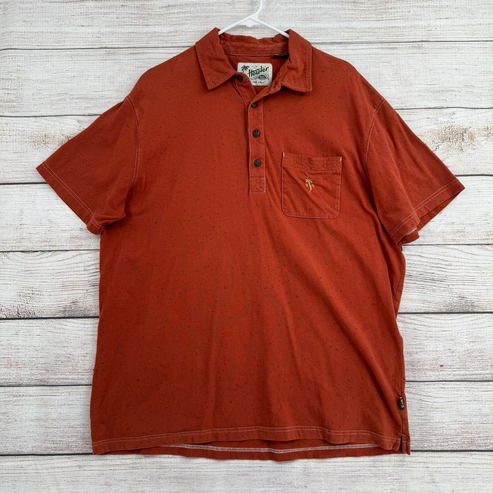 Howler Brothers Polo Shirt Mens XL Burnt Orange Speckled Pocket Heed The Call